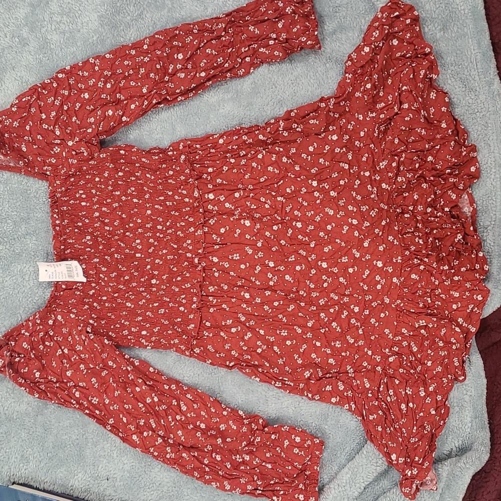 Rustic Orange Floral Dress Small